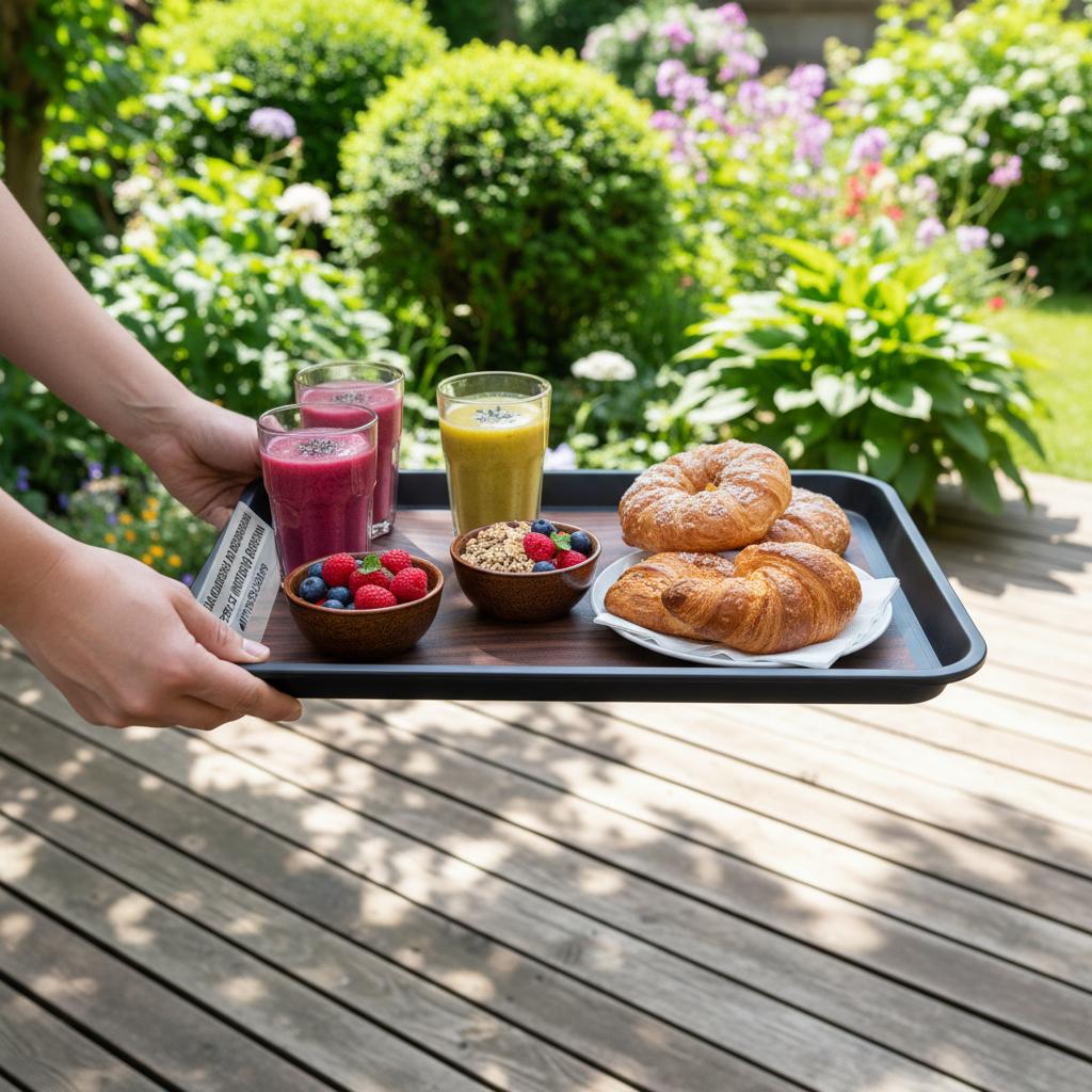 Carnival Waiter'S Tray Non-Slip Black Rectangle 45.5×35.5×2 Cm