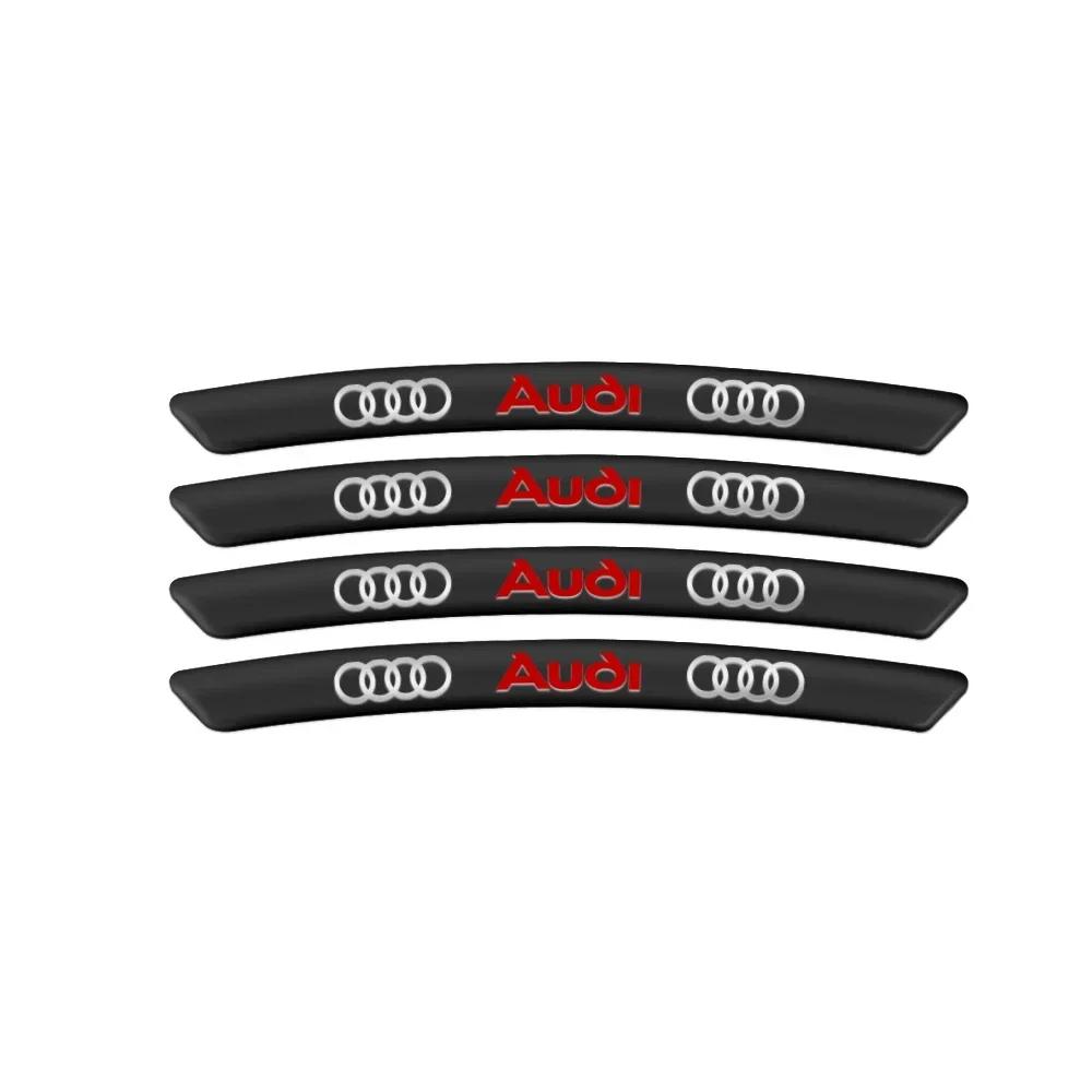 4pcs Aluminum Car Wheels Rims Badges Stickers Decals For Audi Sline A3 A4 A4L A5 B3 B4 B5 B6 B7 B8 RS3 Quattro C5 C6 C7 A1 Q7 Q6