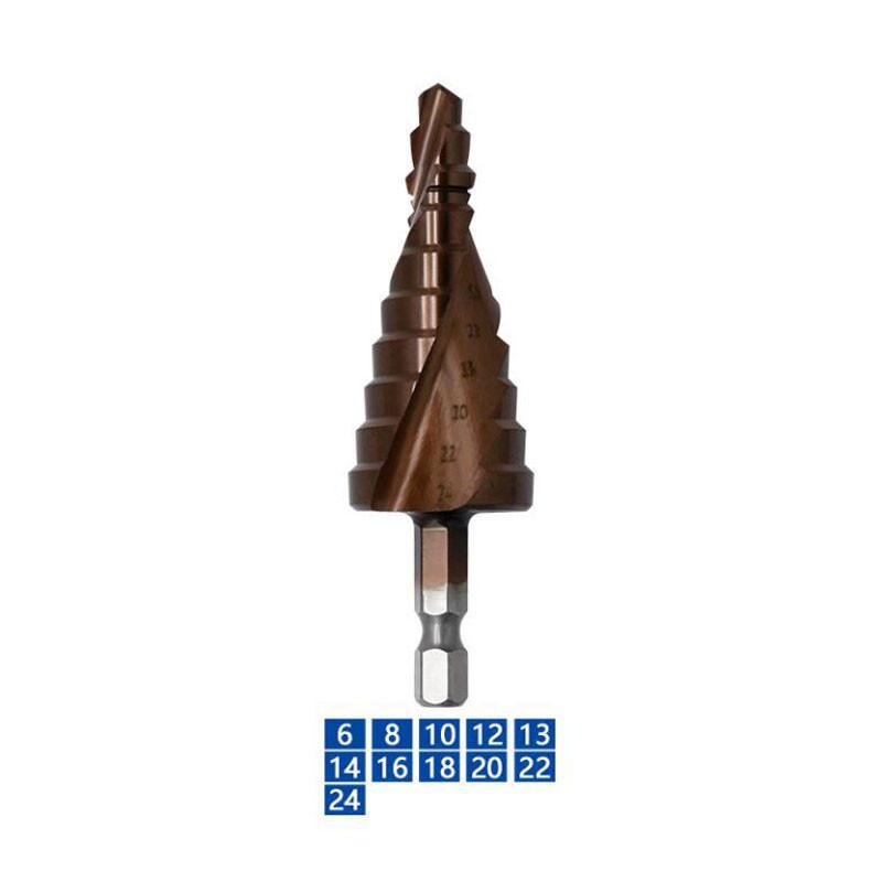 Шестигранный хвостовик кобальтовое спиральное ступенчатое сверло из быстрорежущей стали, многоразмерное сверло-пагода, инструмент для пробивки металла