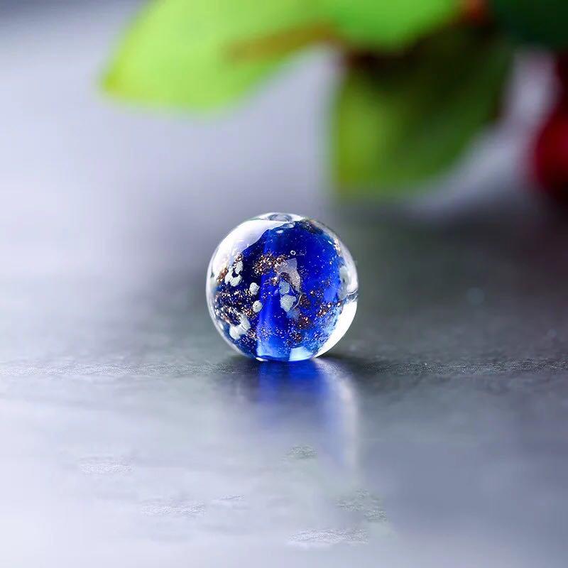 5pcs Round Luminated Flower Glass Loose Beads Luminous Lampwork Beads
