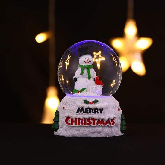 Christmas Snow Globe with Colorful Lighting Lovely Shape Desktop Decor Santa Claus Snowman Glass Ball Ornament Children Gift