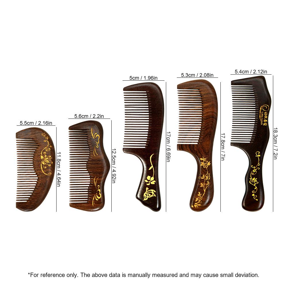 Professional Comb Sandalwood Wide Tooth Hair Combs Scalp Massage Brush Moon Shape Wooden Comb Bath SPA Massage Brush Hair Brush