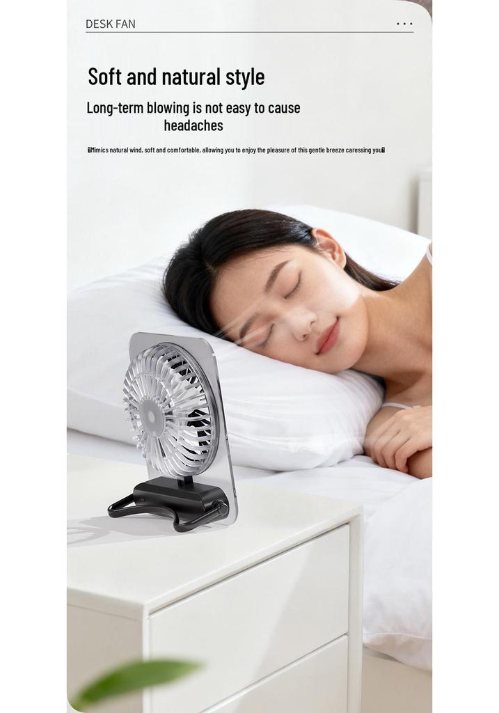 USB Rechargeable High-Power Transparent Desk Fan - Portable, Multifunctional for Office and Outdoor