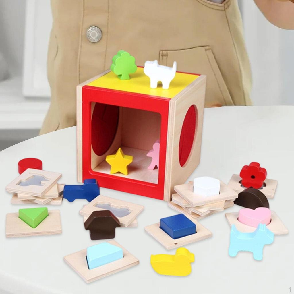 Wooden Spelling Toy Shape Matching Box Boys Girls Interactive Learning Children Montessory