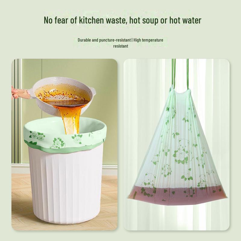 «Неразрывающиеся утолщенные кухонные мусорные пакеты с завязкой — автоматически закрывающиеся и портативные»