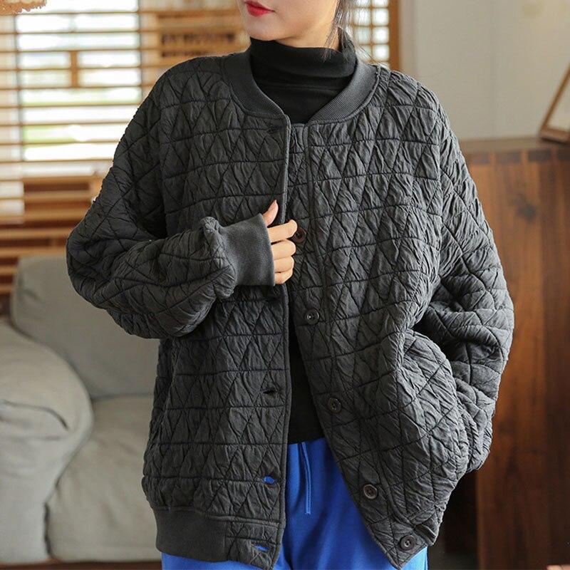 Johnature женские стеганые пальто с длинными рукавами, свободные однотонные повседневные одежды, зимнее удобное пальто из смесового хлопка