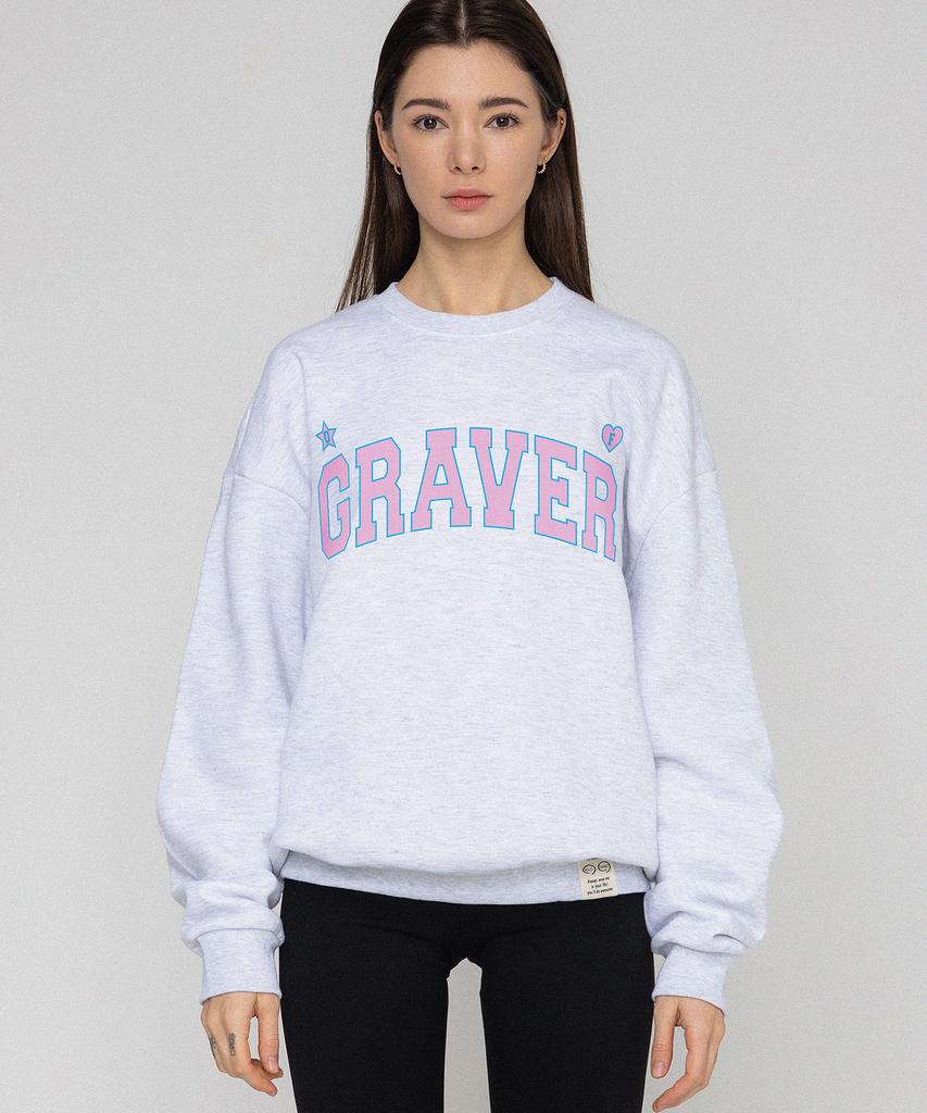 GRAVER [Unisex] Of Graver Arch Logo Sweatshirt_Melange White