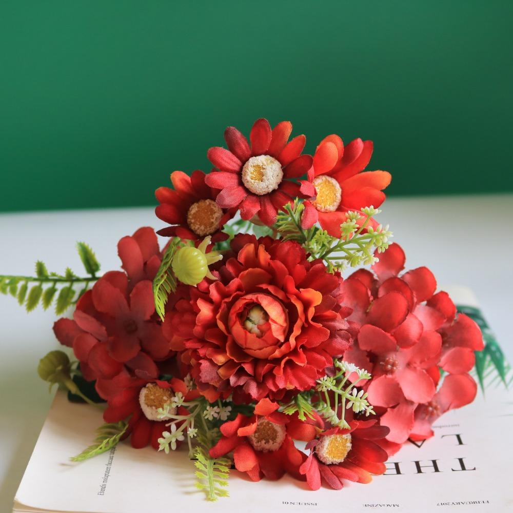 2 шт. шелковый букет гортензий искусственные цветы шелковые ромашки искусственные гвоздики декор пластиковые реалистичные цветочные композиции для домашнего декора вечеринки свадьбы