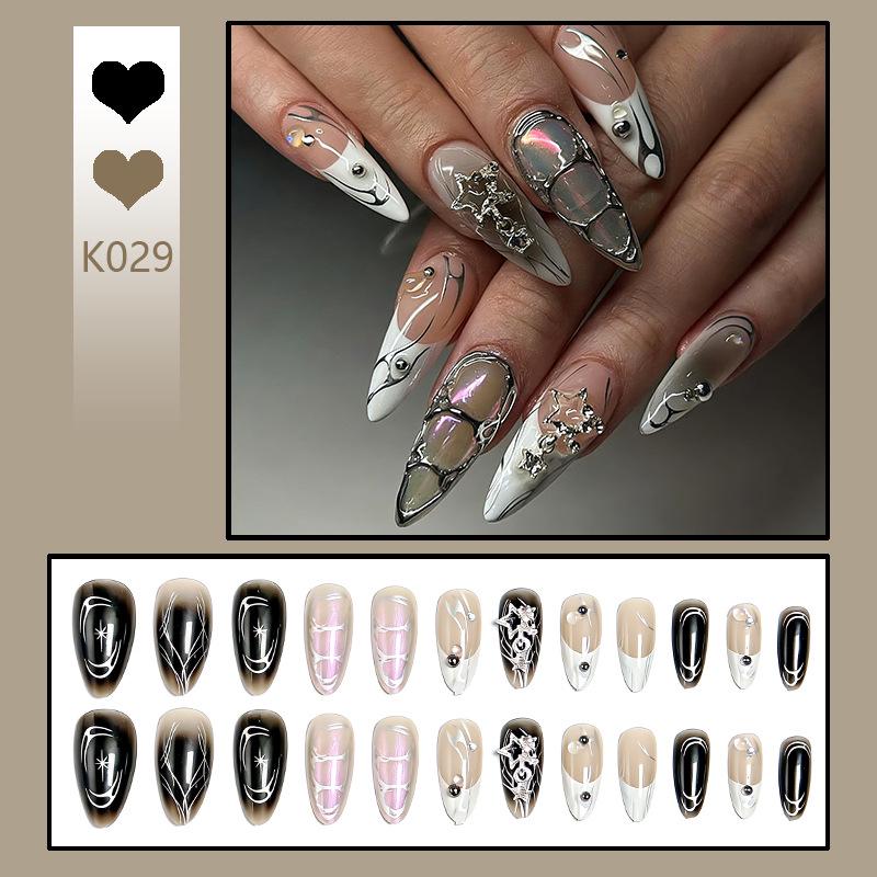 Французский Зеркальный Порошок Пламя Металлический Стиль Накладные Ногти