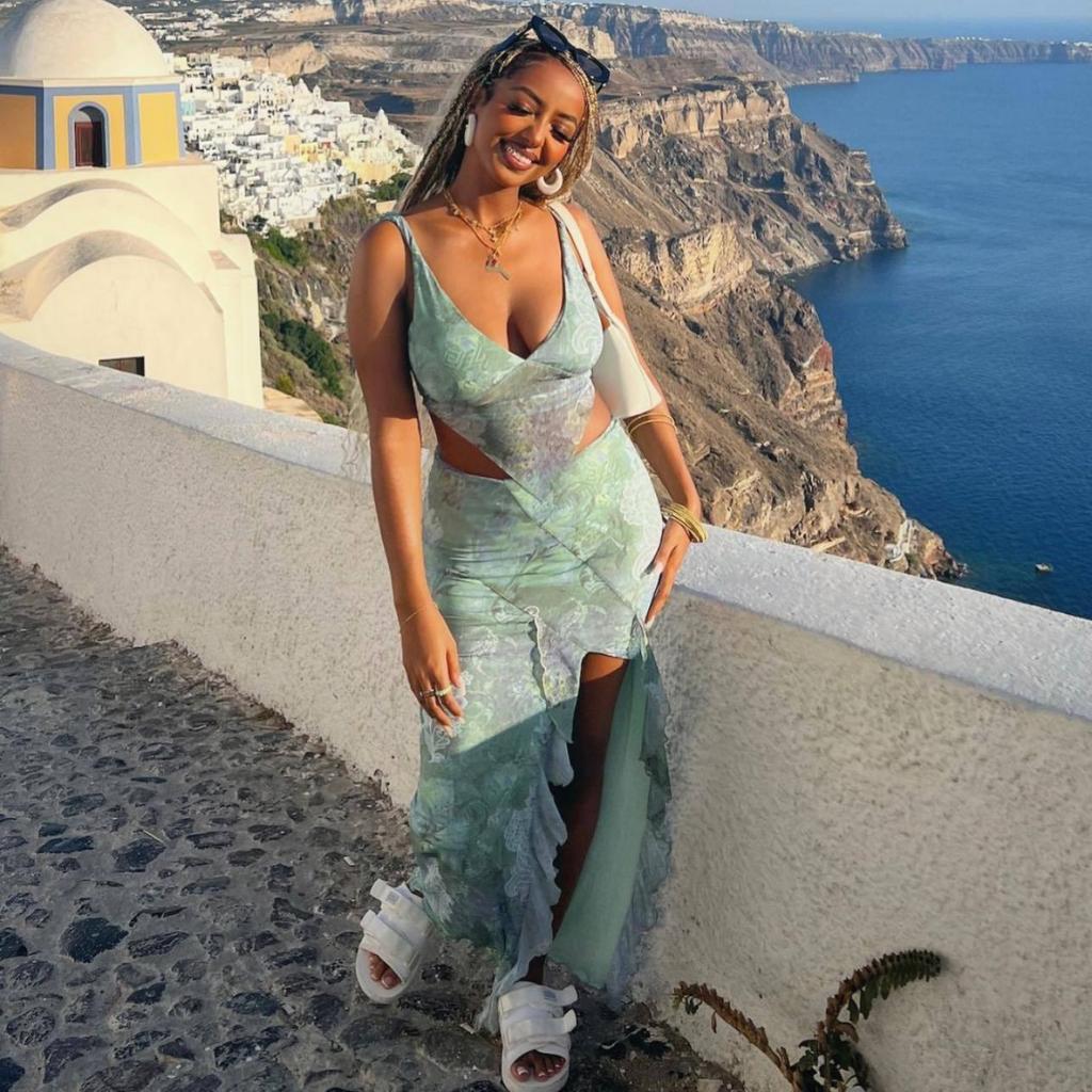 Европейский и американский стиль модный женский принтованный асимметричный топ сексуальный с открытой спиной шнуровка разрез на талии юбка комплект