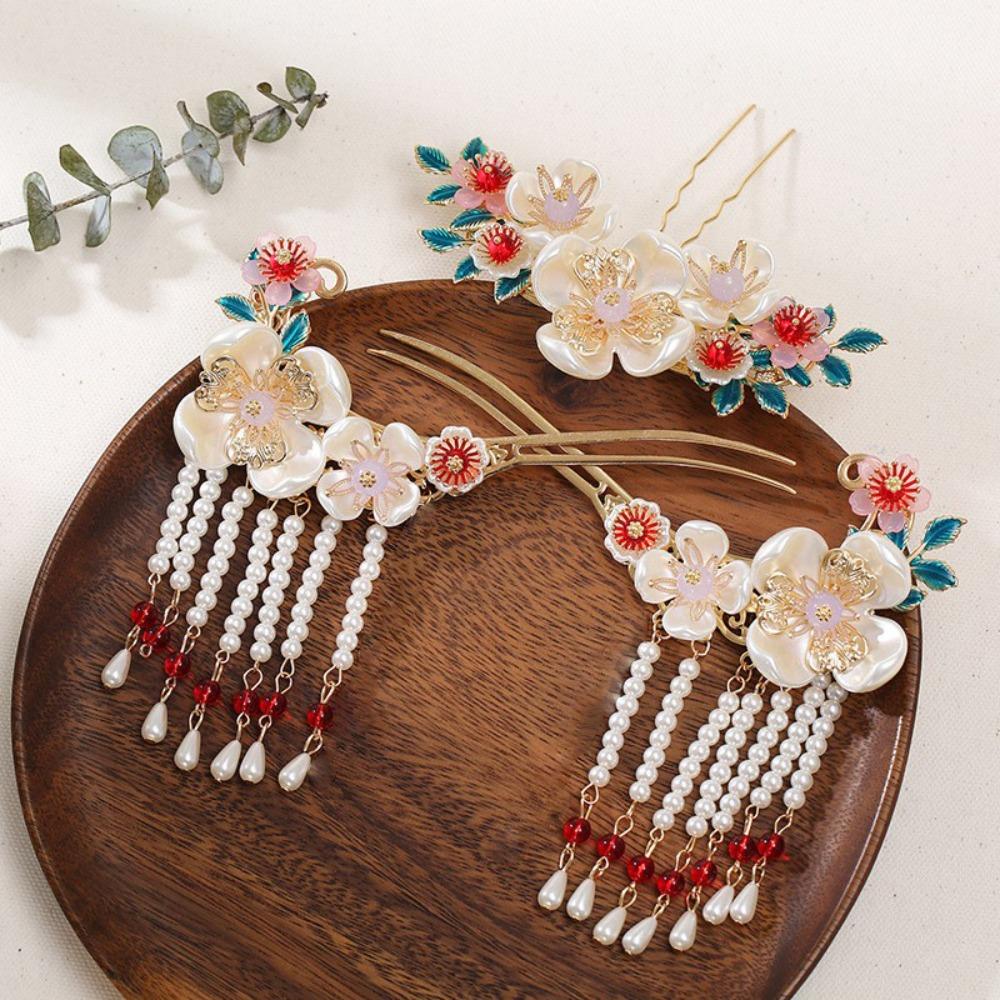 Tassel Ancient Hair Stick Sets Chinese Style Earrings Hairpin Set Bridal Headwear  Jewelry