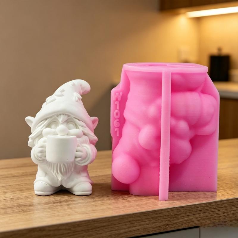 3D Фигурка Гнома Силиконовая Форма Для Заливки Смолой и Изготовления Свечей, Мыла, Шоколада и Гипсовых Скульптур Рождественское Украшение