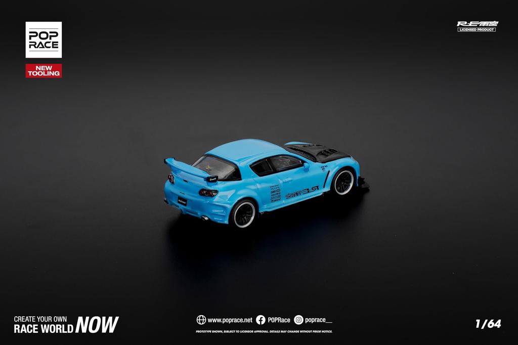 Genesis Company POP RACE Mazda RE Amemiya Светло-голубой Готовая модель PR640270 1/64 RX-8