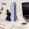 Decorative Office Organization 2PCS Bunny Bookends, 3D Printed Rabbit Matte Black And Minimalist Desk Organizers White Book Stoppers, for Home Library