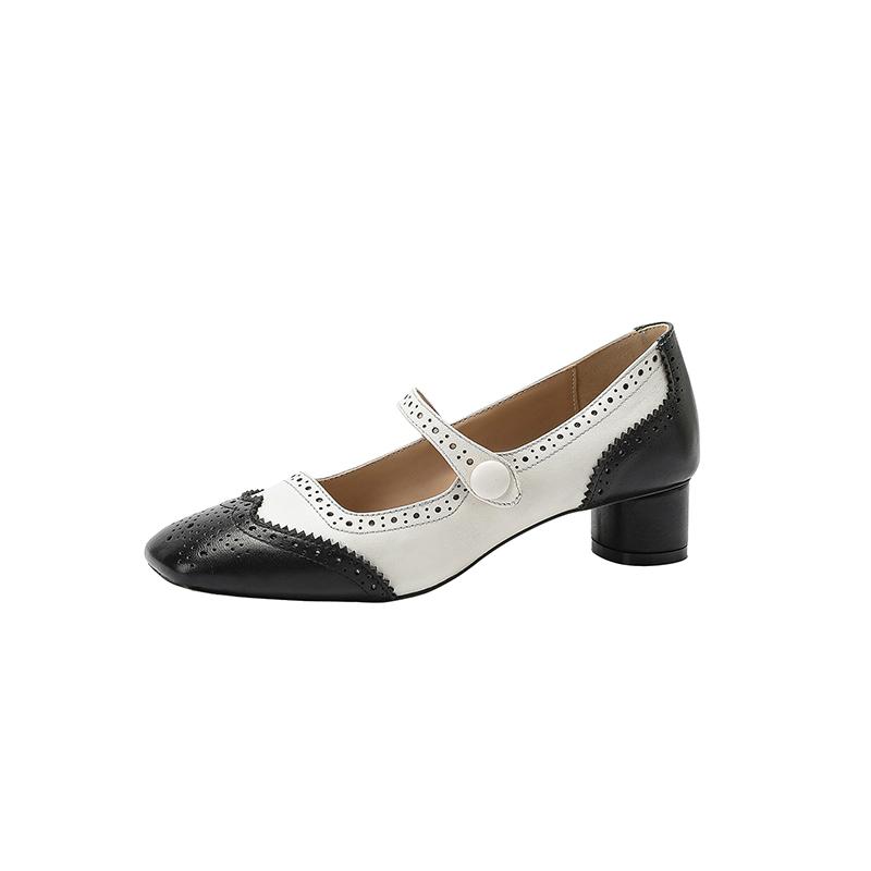 2024 Новый размер 34-40 натуральная кожа обувь женская Мэри джинсы туфли на высоком каблуке квадратный носок модные офисные туфли женская обувь