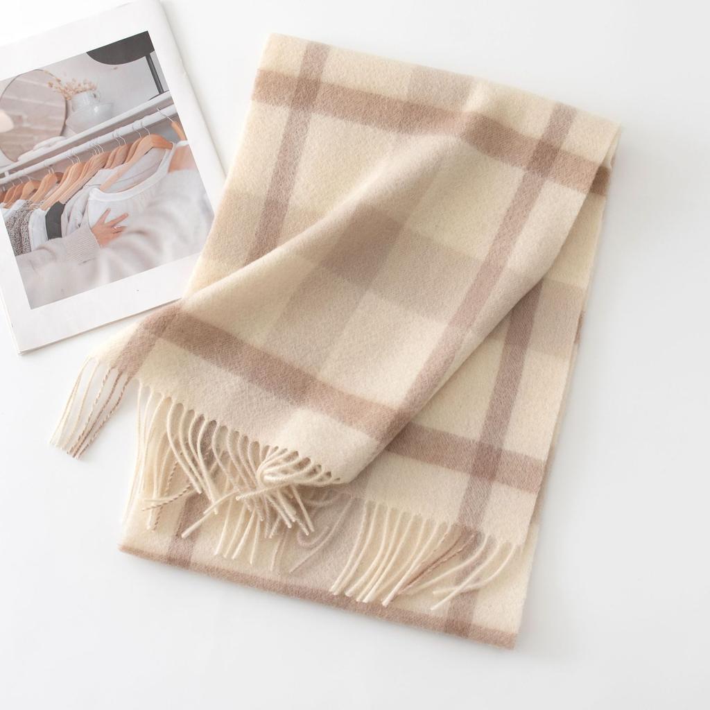 Рождественский шерстяной шарф для женщин, высококачественный и универсальный, клетчатые панели, теплый шарф для студентов