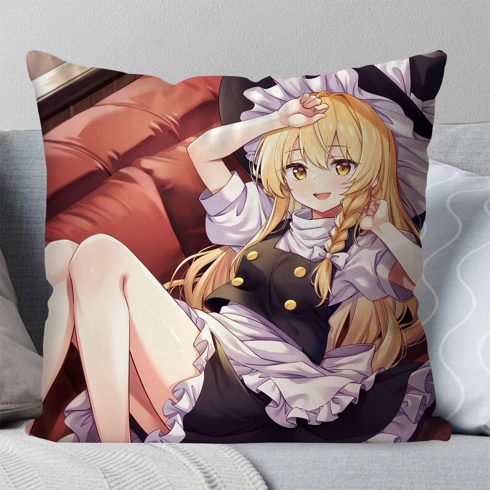 Marisa Kirisame Comic Game Touhou PProject Pillow Case Fashion Square Pillowcase Bedroom Sofa Room Ins Decoration Leisure