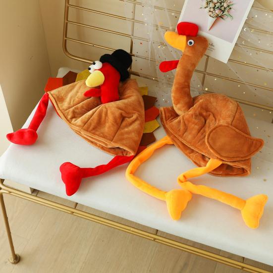 Thanksgiving Turkey Hat for Men Women Long Leg Plush Turkey Hat Funny Turkey Cosplay Costume Accessories for Thanksgiving Harvest Party Supplies