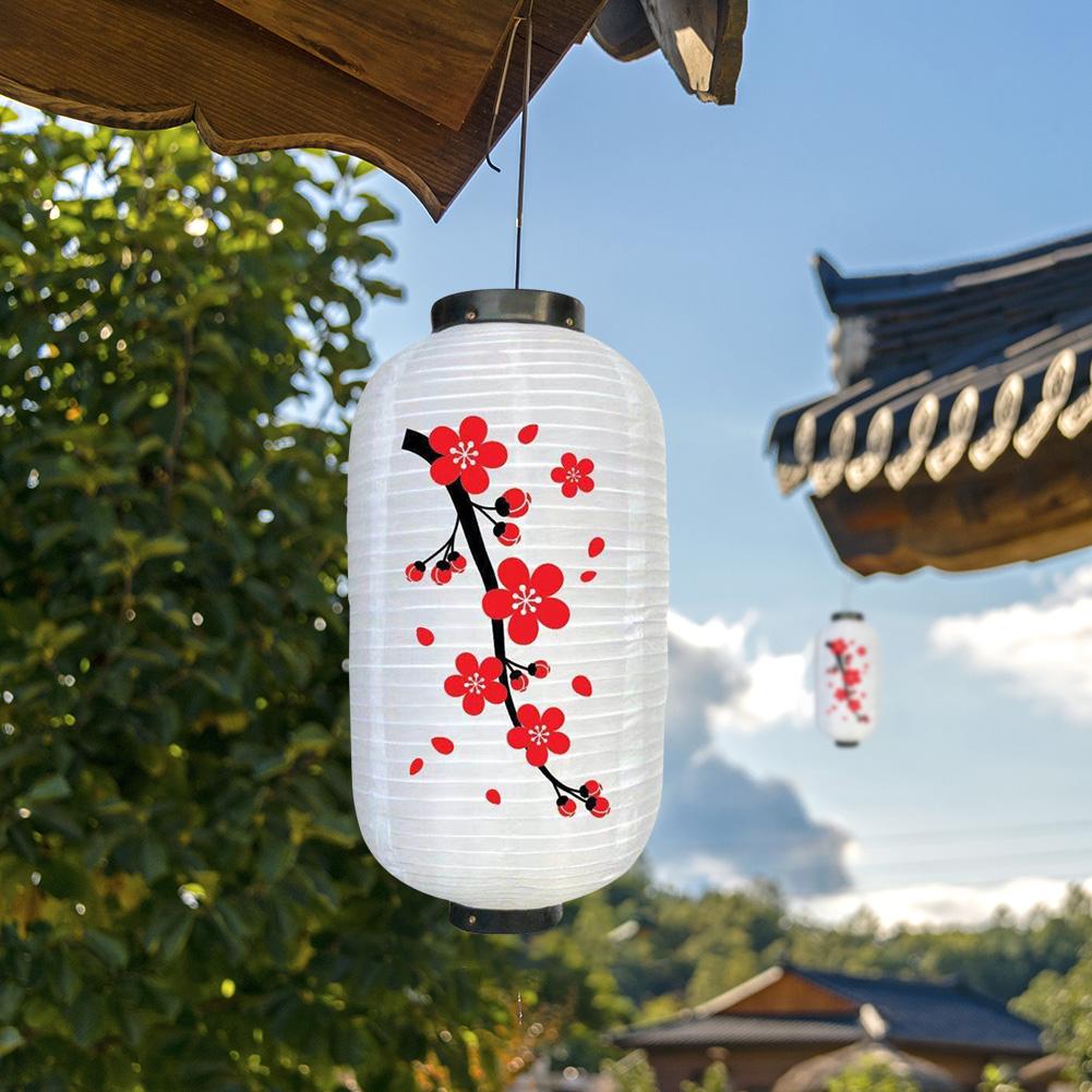 25cm Plum Hanging Lampion Blossom Pattern Lantern Chinese Long Cloth Lantern for Festival Party Home Decor