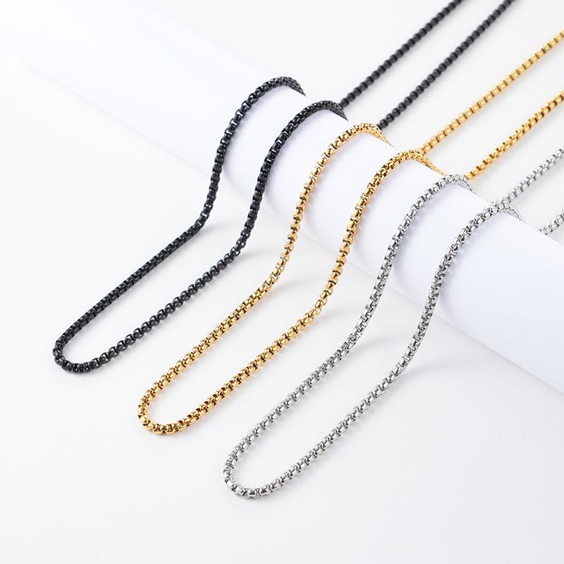 Модное универсальное квадратное жемчужное ожерелье из титановой стали с квадратной цепочкой Hezi из нержавеющей стали с цепочкой Corn для мужчин