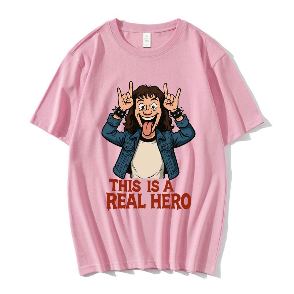 This Is A Real Hero Eddie Munson Demogorgon T Shirt Unisex Women 100 Cotton Casual Tshirts Fashion Vintage Short Sleeves Tshirt