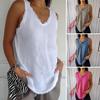 Women Summer Vest O-Neck Sleeveless Loose Fit Tank Tops Solid Color Tassel Splicing Pullover Tops Streetwear