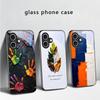 Каменная накладка с отпечатком лапы животного для iPhone 17 Air 16 E 15 Plus 14 Pro Max 13 12 mini 11 5 6 7 8 Plus XR XS Max SE Черный стеклянный чехол для телефона