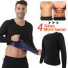 Men Sauna Sweat Top Heat Trapping Compression Waist Trainer Shirt Gym Long Sleeve Suit Workout Slimming Tummy Control Body Shaper
