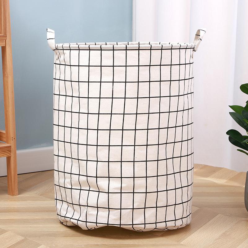 Round Dirty Clothes Basket Portable Fabric Laundry Hamper Foldable Dustproof Multifunctional Storage Bucket Sundries