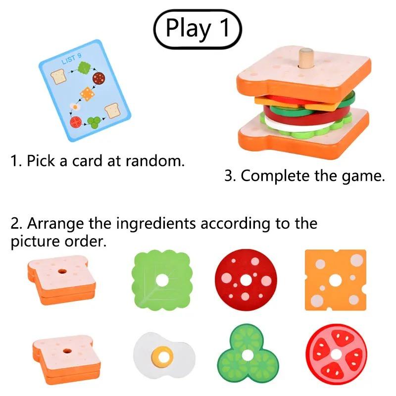 Children Wooden Simulation Fast Food Burger Fries Sandwich Toy Kitchen Playset Assembly Educational Cutting s Kid Friendly Entertaining Fun Safe
