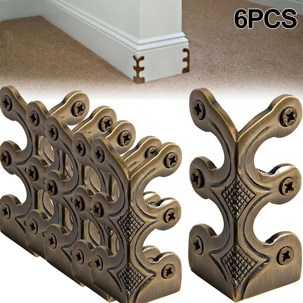 6pcs Board Corner Protectors Vintage Metal Corner Protectors Corner Brackets For Stylish Baseboard Skirting Boards Home Hardware