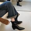 2025 New Pointed Thick Heel Short Tube Versatile Martin Boots Niche Design Slope Heel Women's Thin Fashion Boots
