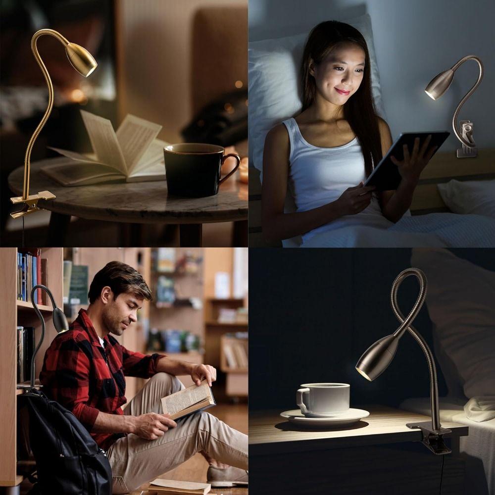 Metal Clamp Clip-on Table Lamp Flexible Gooseneck Spotlight Reading Light Book Light  Headboards