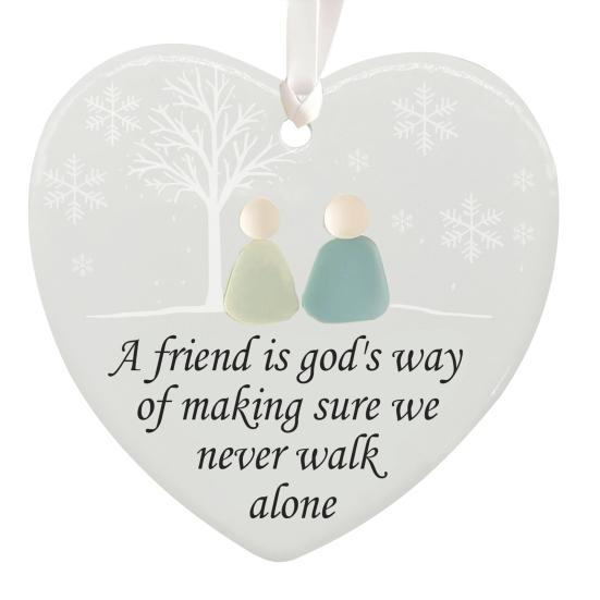 Heart-Shaped Sea Glass Friendship Decor Ceramic Heart Ornament Friendship Keepsake Sea Glass Art Christmas Tree Hanging Ornament for Best Friends