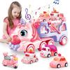 Qizebaby Car Toy Construction Truck Kids Toy Car 5 In 1 Popular Toy Car with Light and Music Educational Toy 2 3 4 5 6 Years Old Girls Birthday