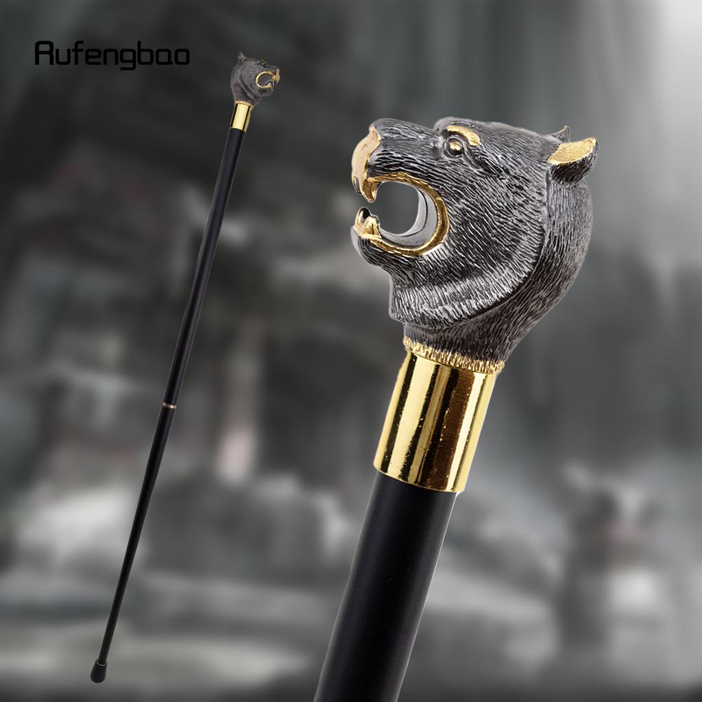 Golden Black Luxury Tiger Head Handle Fashion Walking Stick for Party Decorative Walking Cane Elegant  Knob Walking Stick 93cm