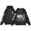 Sweatshirts Men Manga Print Hoodie Vintage Black Cotton Hoodies Hiphop Streetwear Oversize Hoody Clothes