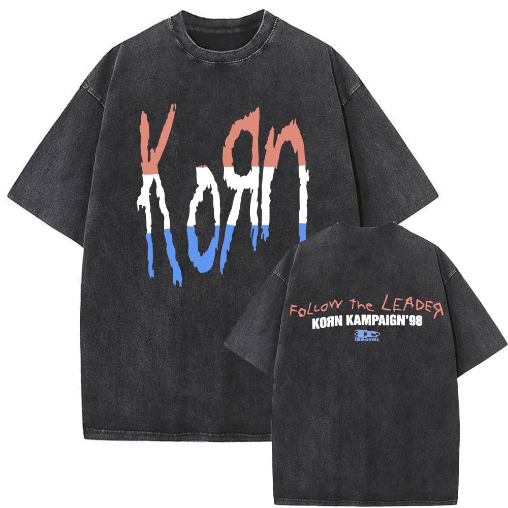 Washed Vintage Korn Elote Letter Graphic T Shirt Men Gothic Tshirts Male Casual Oversized Tshirt Mens Cotton Short Sleeve Tees