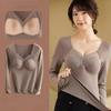 Women's Velvet Underwear with Chest Pad Autumn Winter Base Shirt Long Sleeve Thermal Underwear