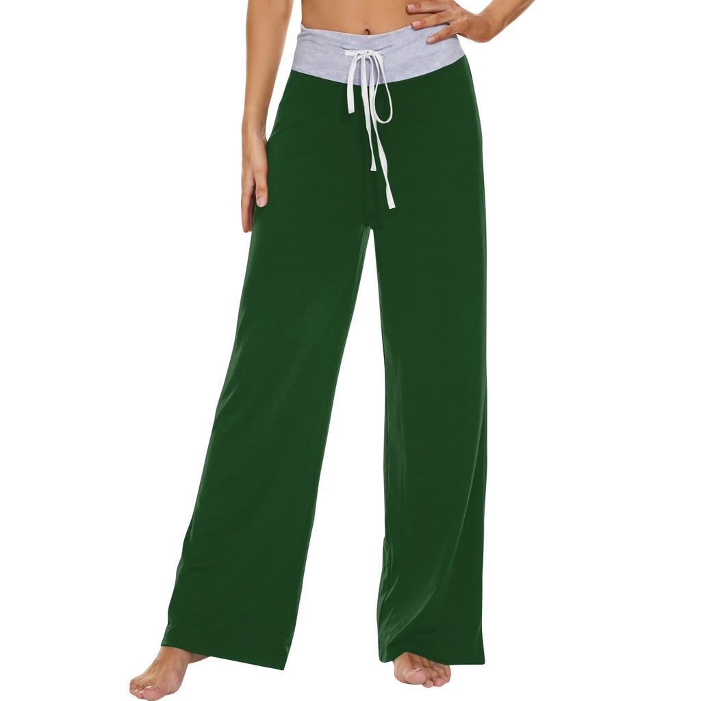 Women's Fashion Casual Comfortable Pajama Pants Printed Drawstring Wide Leg Pants Trousers