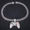 European American Hip Hop Alloy Necklace Full Diamond Game Console Pendant Retro Unisex Personality Rap Cuban Chain Accessories
