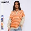 Женская мода больших размеров, свободная, разноцветная, полосатая толстовка, разрез, повседневные топы на осень и зиму