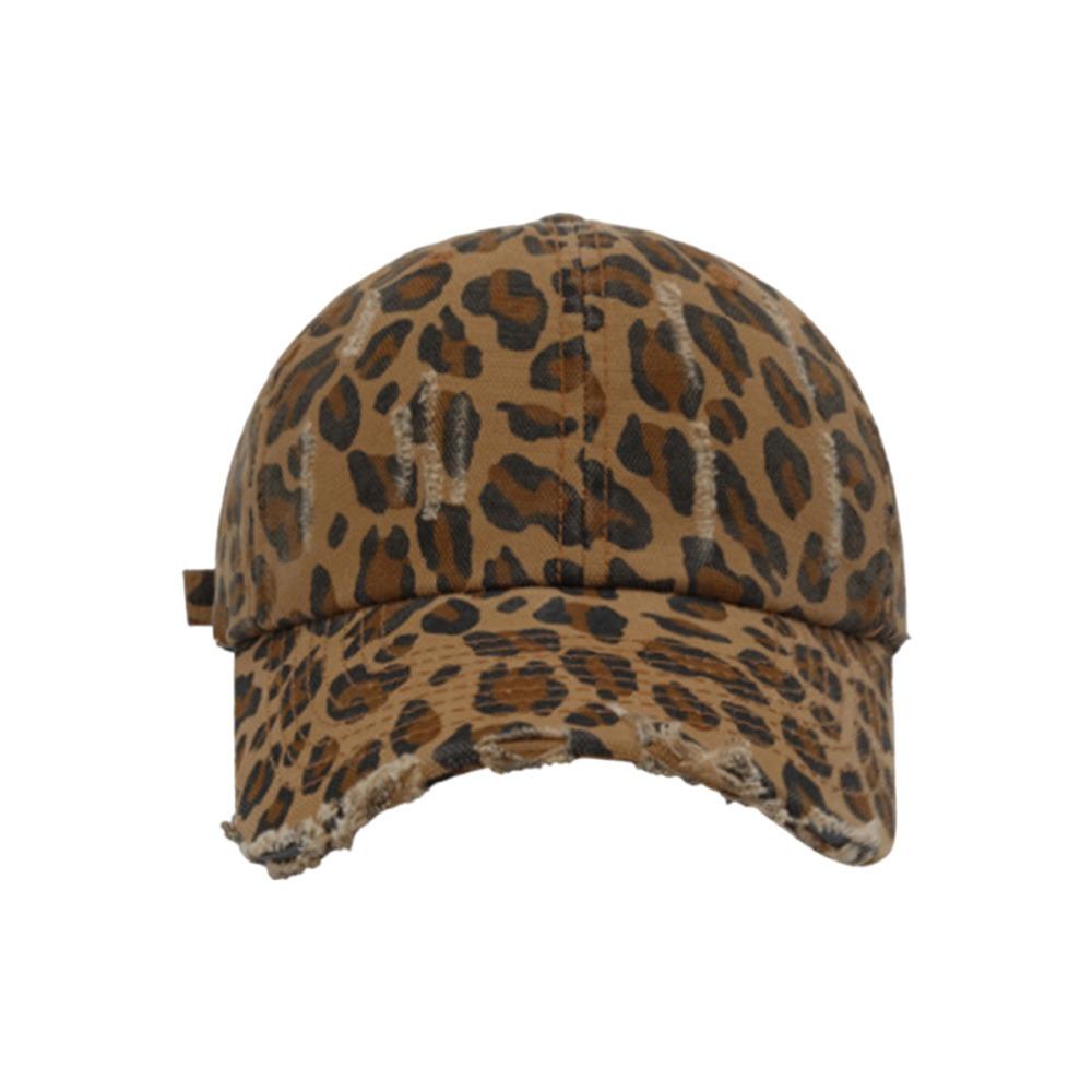 Retro Distressed Leopard Print Baseball Hat Sunscreen Sun Hat Trendy Cool Baseball Caps Women