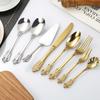 Кухонный набор столовых приборов из серебра и золота из нержавеющей стали Королевская десертная сервировочная ложка Вилки Ножи для стейков Столовые приборы Посуда в западном стиле Подарки
