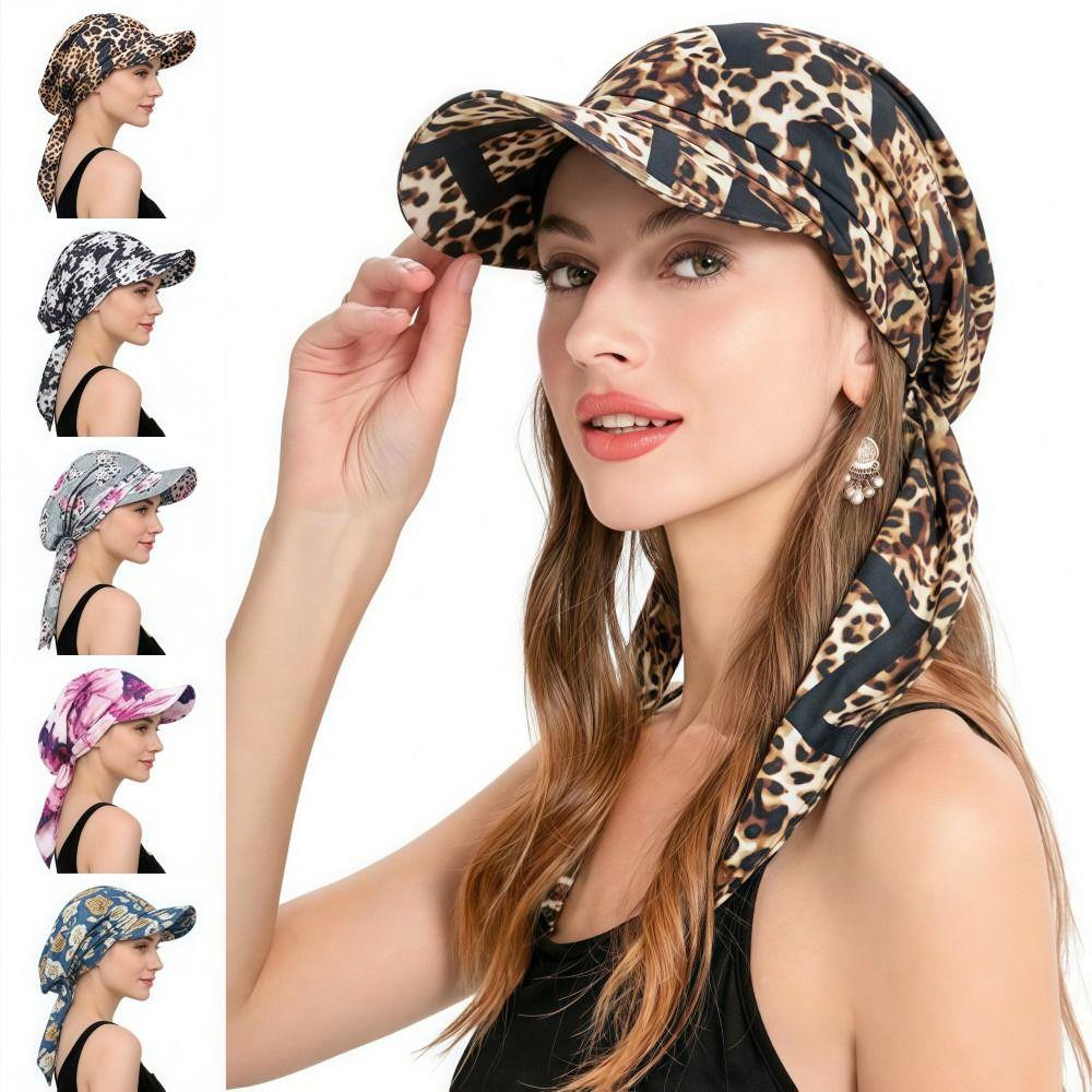 with Brim Strapped Baseball Cap Breathable Turban Hat Summer Headscarf Hat Everyday Outfits