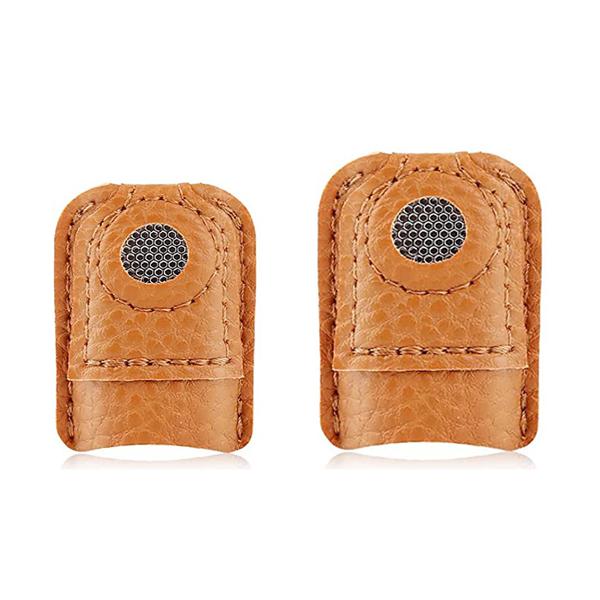 Hand-Working Sewing Thimble Metal Finger Shield Ring Leather Finger Protectors Thimble Rings for Knitting Quilting DIY Craft
