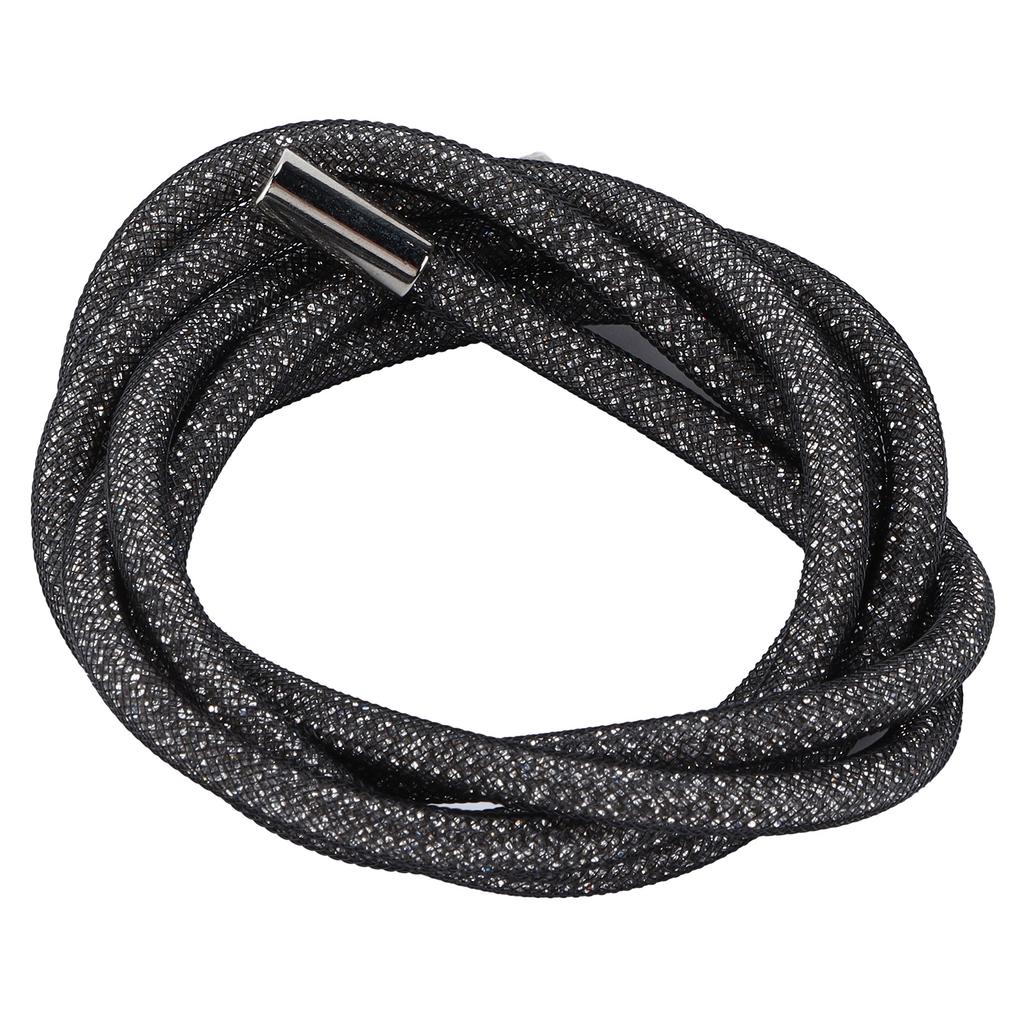 Rhinestone Rope 6mm Width Shiny Glitter Decorative Cord Trim Accessories for Shoes ClothingBlack