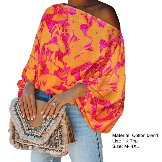 Женский топ свободного кроя с длинным рукавом на одно плечо и вырезом-фонариком