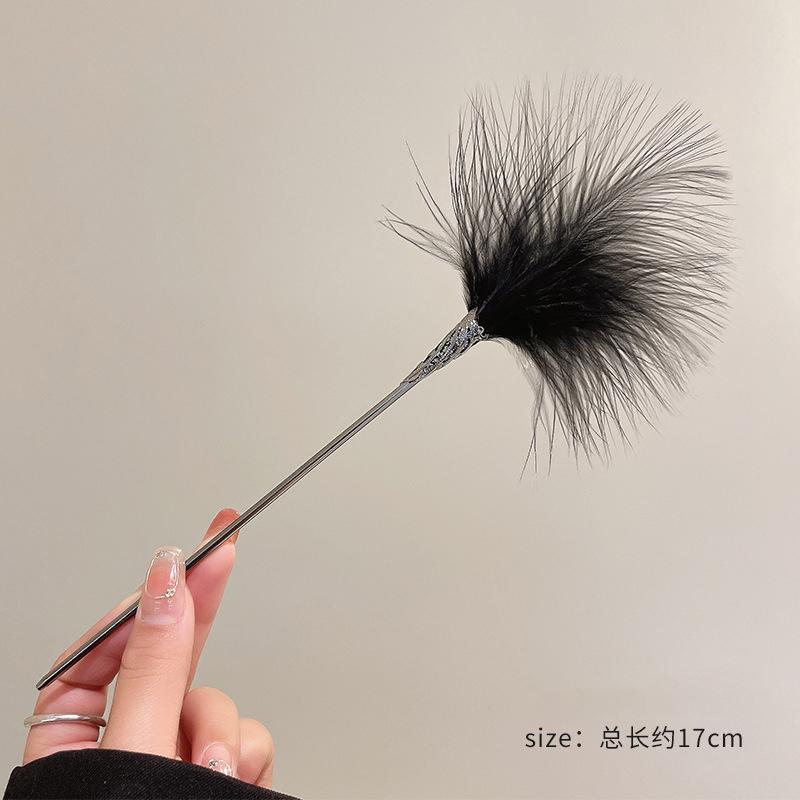 Black White Feather Hair Stick New Chinese Style Senior Simple Innovative Hanfu Tie Up Hair Accessories Women's Jewelry