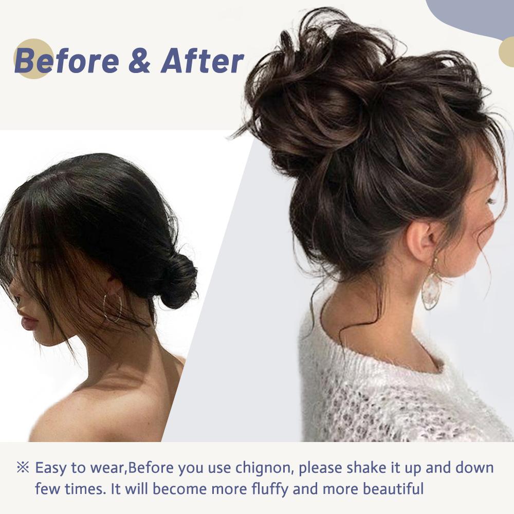 Synthetic Claw Chignon Curly Hair Bands Messy Bun Hairpiece for Women Natural Fake False Hair Heat Resistant Black